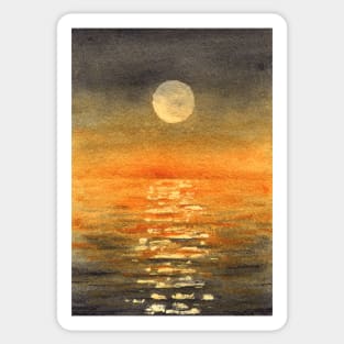 Golden Sunset Watercolor Painting Sticker